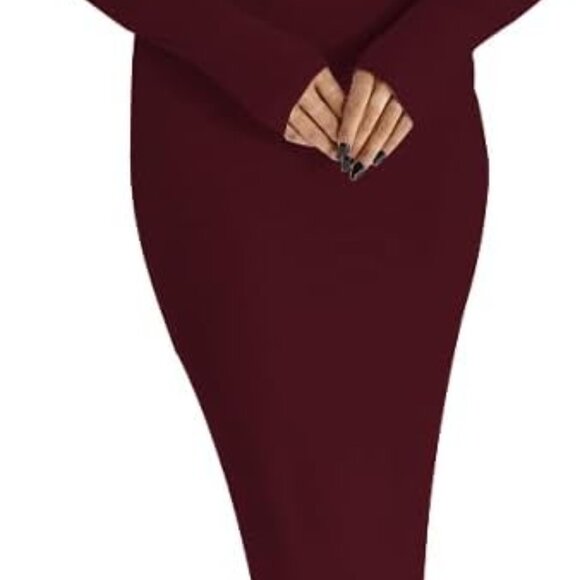 Women Long Sleeve Ribbed Bodycon Maxi Dress Casual Party Wedding Fall 2025 - Picture 1 of 2